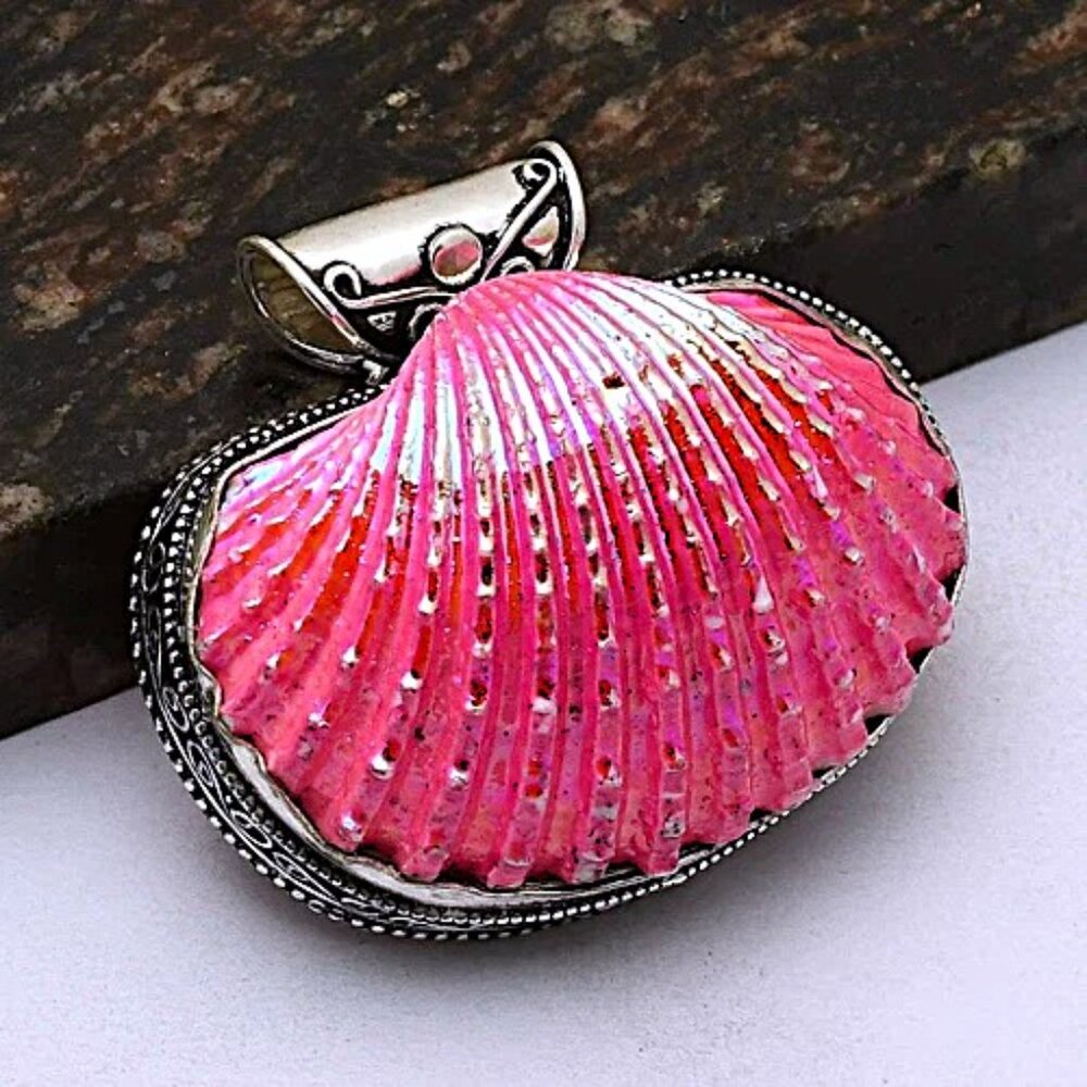 Titanium Shell Gemstone Sterling Silver Pendant